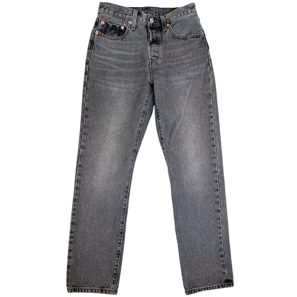 Levi's 501 Original Jeans Women 27 Black Gray Straight Leg Button Fly High Rise